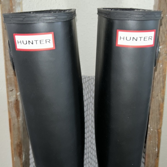 Hunter below the knee rubber rain boots black size 8 - Picture 3 of 8